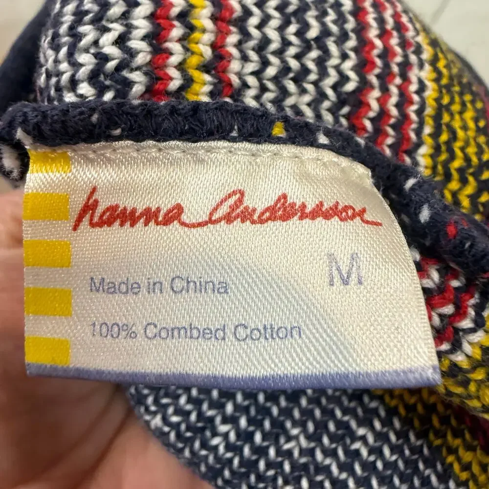 Hanna Andersson Fair Isle Winter Trapper Hat Cotton Ear Flaps Boys M Blue Red